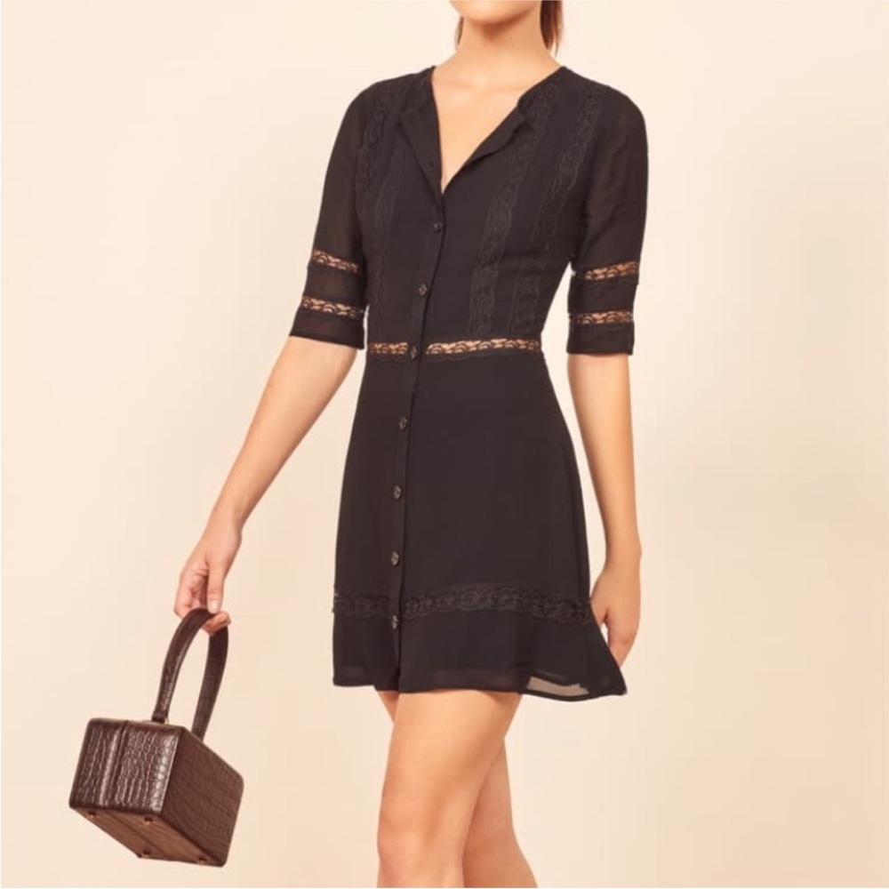 Reformation Sonnet Lace Trim Minidress